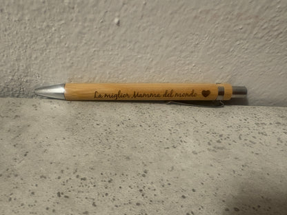 penna in bamboo con incisione a scelta compresa scatolina